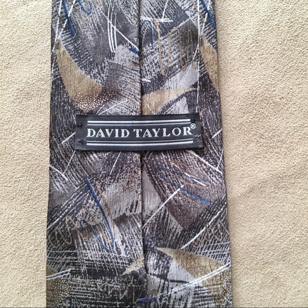 David Taylor Gray Pattern Tie - Picture 3 of 5